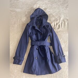 Calvin Klein Women's Deep Blue Hooded Trench Coat